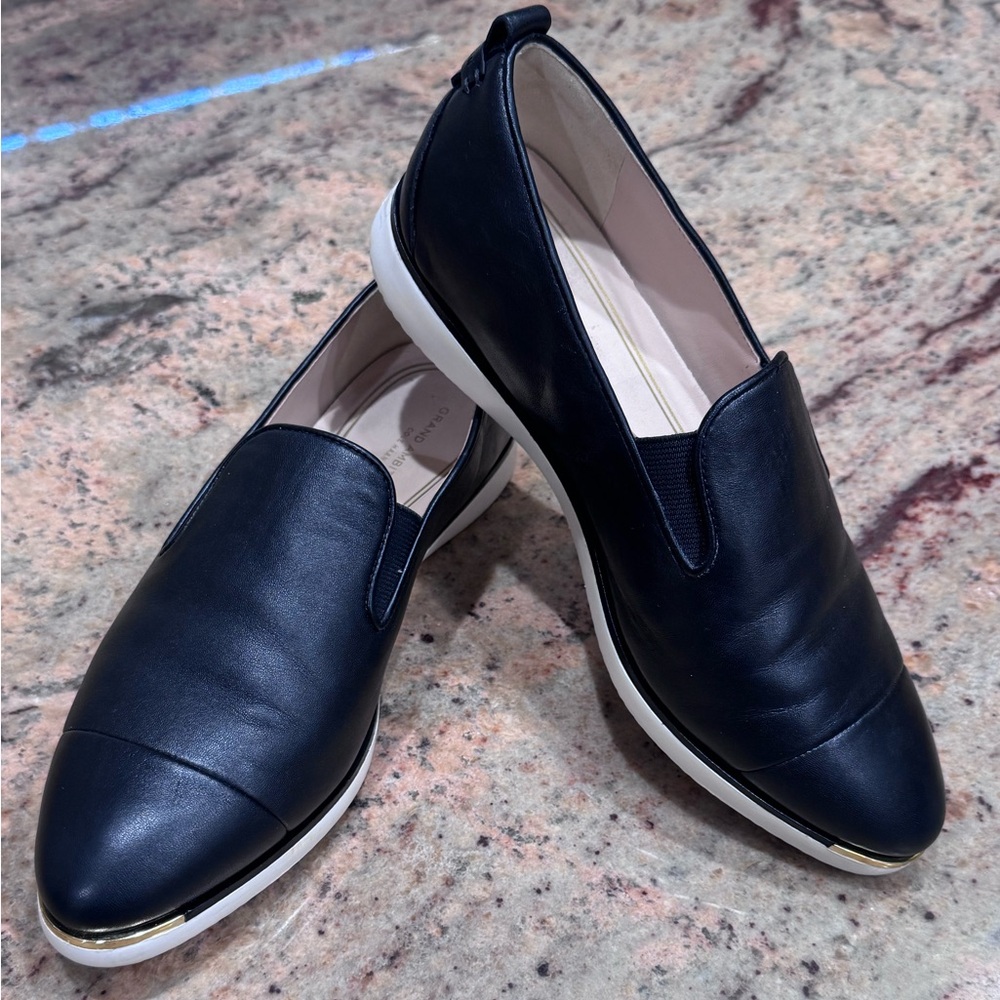 Cole Haan Grand Ambition Black Leather Slip-On Loafers Size 8